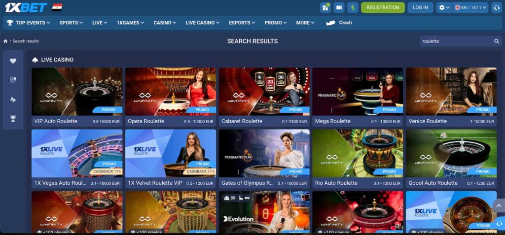 1xbet live roulette section EN