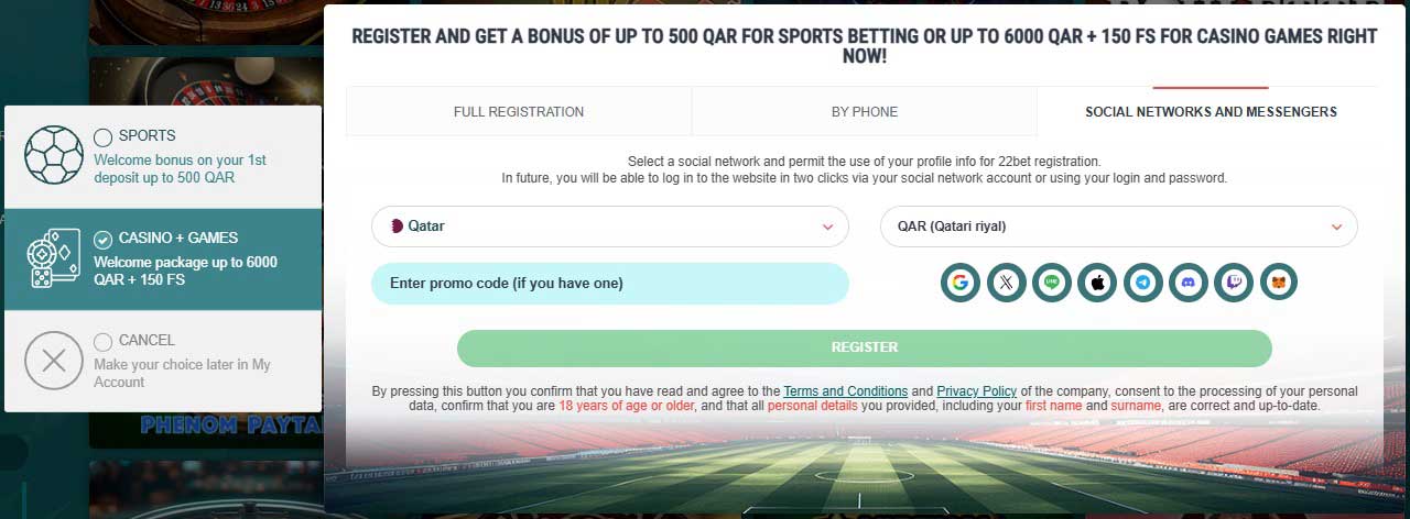 22bet-registration-by-social-networks