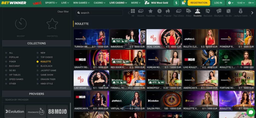 betwinner live roulette EN