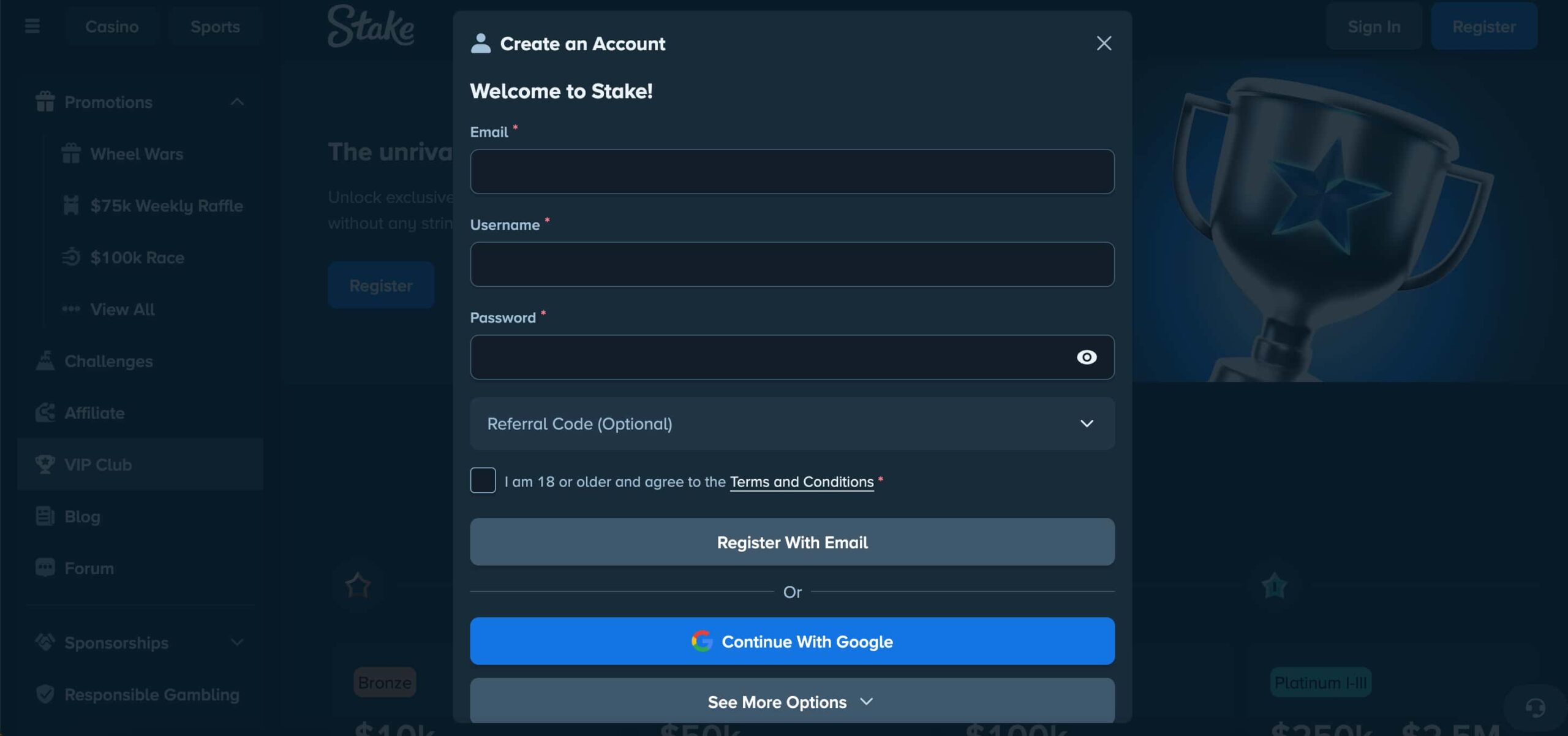 stake casino registration step 2 EN